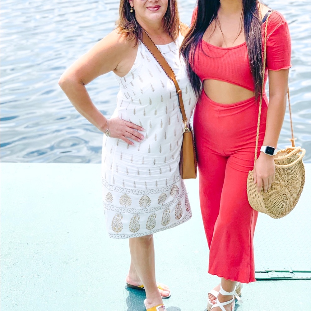 Red Capri jumpsuit